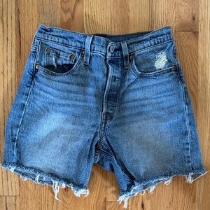 Levi's Blue Distressed Jean Shorts